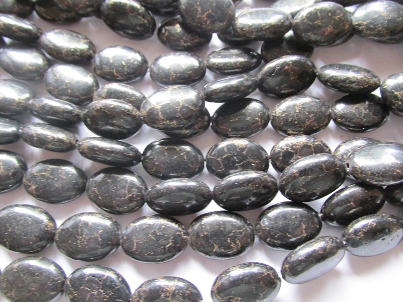 (image for) Black Pyrite Oval Beads #1184